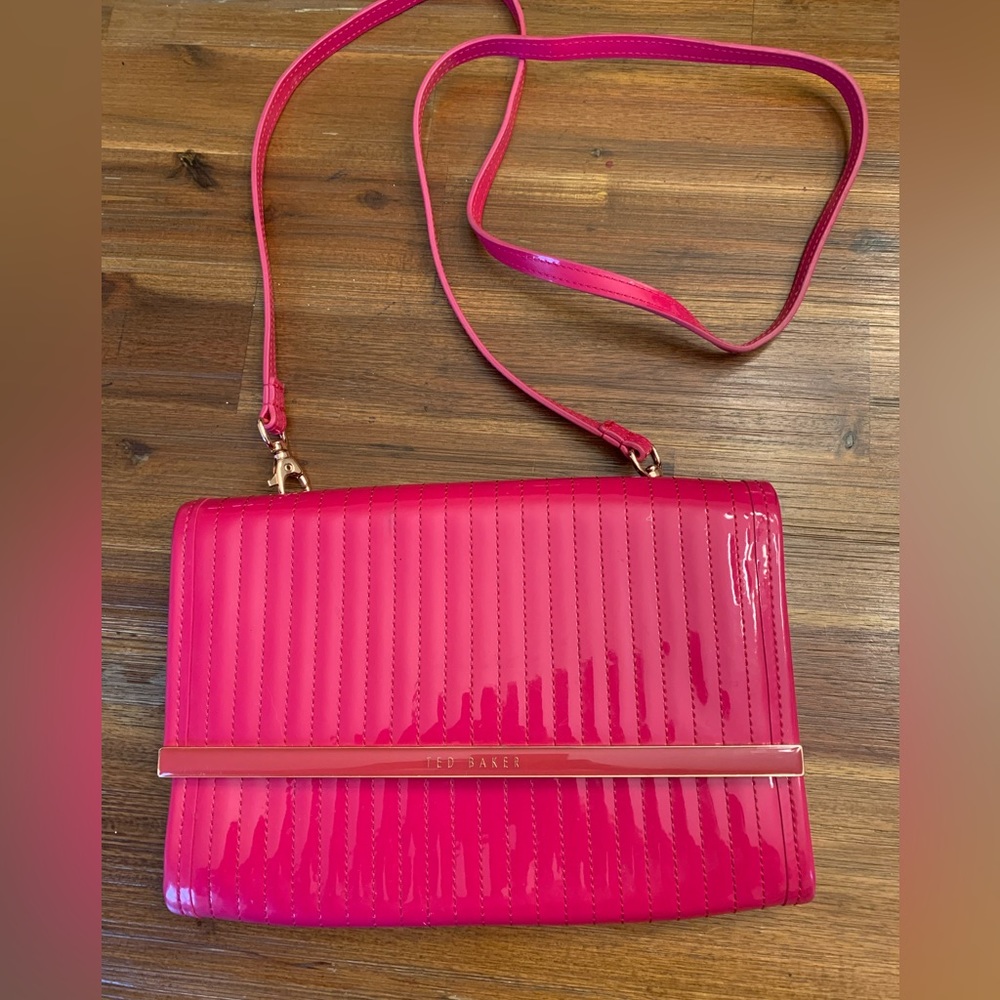 Ted Baker Quilted Patent Fuschia Crossbody
